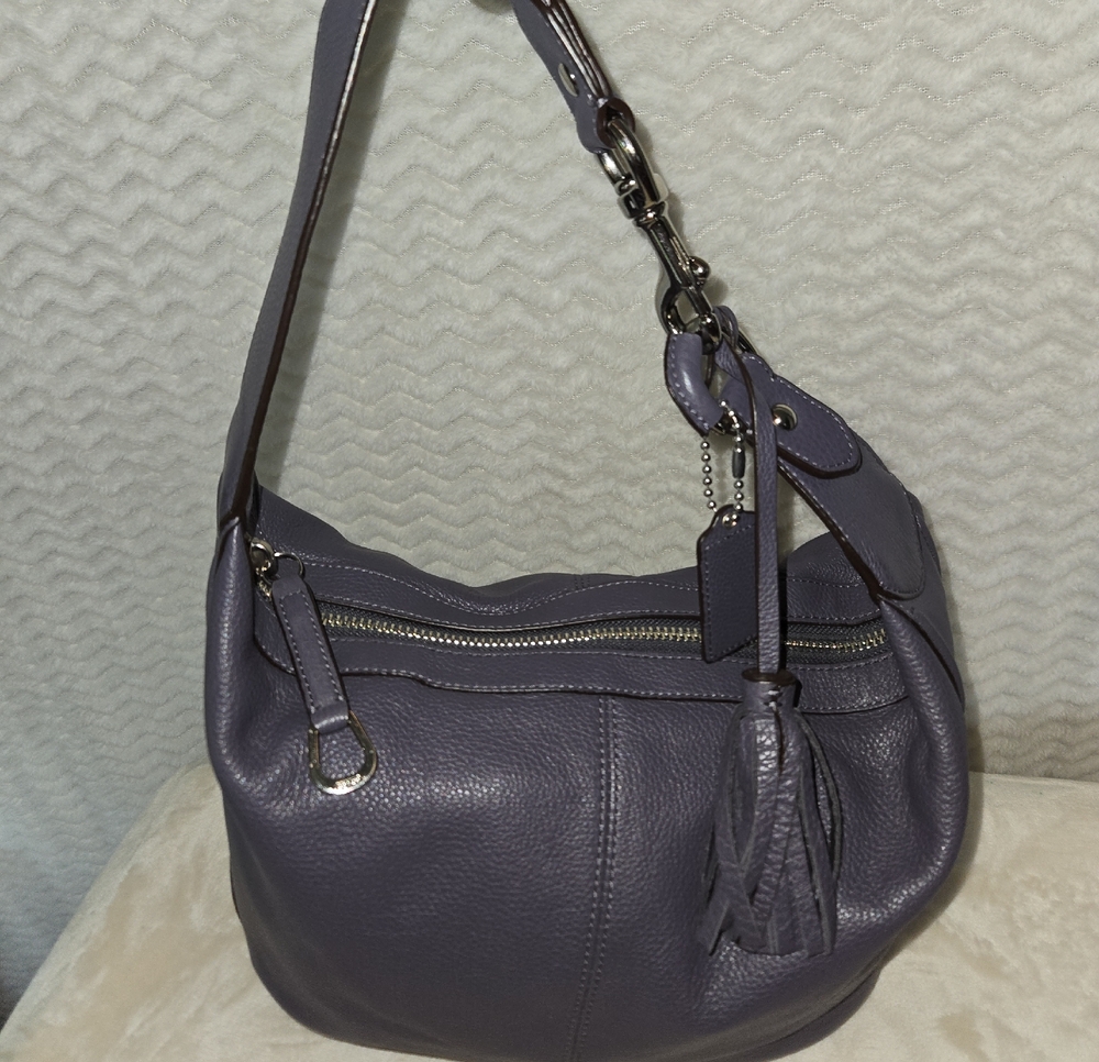 Coach Leather Shoulder Bag in Dusty Blue
